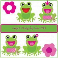 New Cute Frogs And Flowers Digital By Graphicdesignbytara