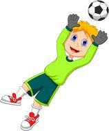 boy catches a ball with his hands in football