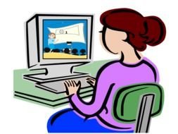 drawing of a girl at the computer