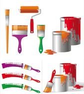 Paint in Buckets and brushes, drawing