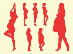 red silhouettes of pregnant women