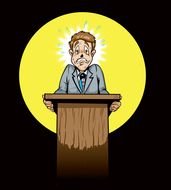 unhappy cartoon man with explosion in head