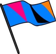 colored flag on a black stick