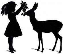 girl and Deer Silhouette drawing