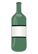 green bottle with empty label, drawing