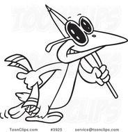 Cartoon Black And White Line Drawing Of A Summer Bird Carrying Beach