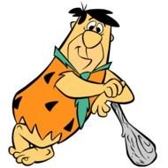 flintstone drawing on a black background
