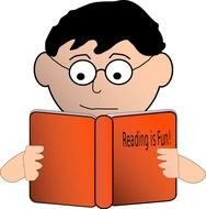 boy reading book drawing