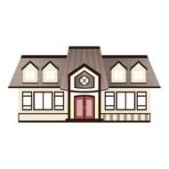 Abstract vintage one-storey building, drawing