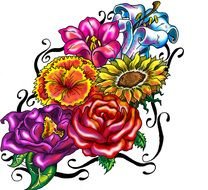fancy drawing of flower bouquet