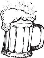 painted beer mug with foam on a white background