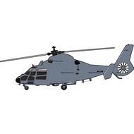 gray military helicopter on a white background