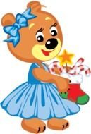 painted teddy bear with christmas sock