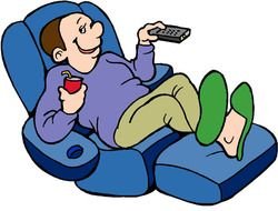 man in a blue chair as a picture for clipart