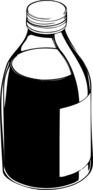 Black and white drawing of the bottle with the liquid clipart