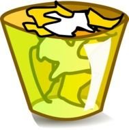 yellow glass with pieces of paper