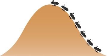 row of cartoon Ants on Hill