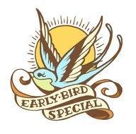 Clipart of early bird tattoo design