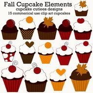Fall Cupcakes Whimsical Digital Commerical Use