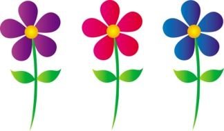three colorful flowers as a graphic image