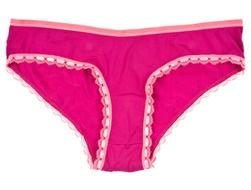 pink women’s panties on a white background