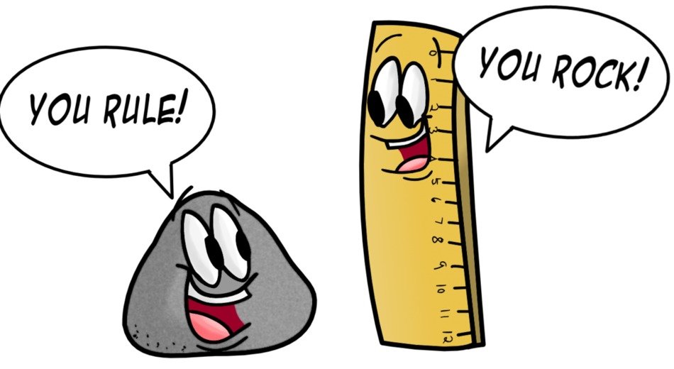 chalk with a ruler in conversation