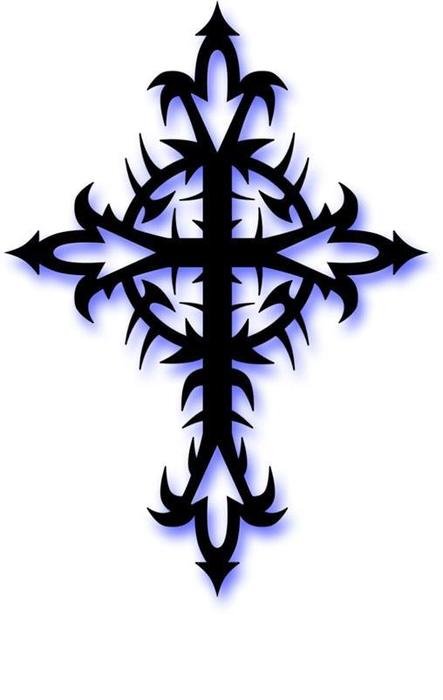 black cross with thorns