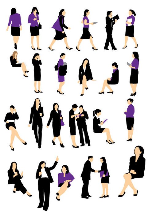 small pictures of women on a white background
