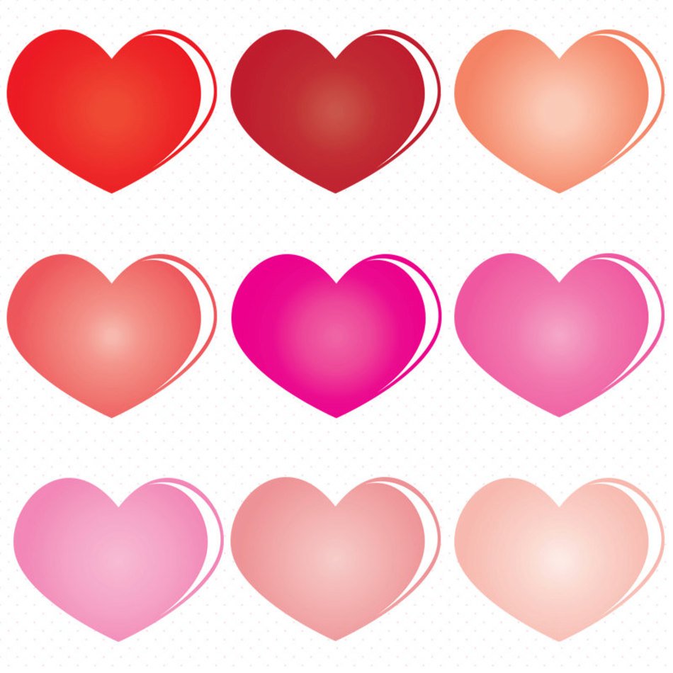 Clipart of the pink Heart Shapes