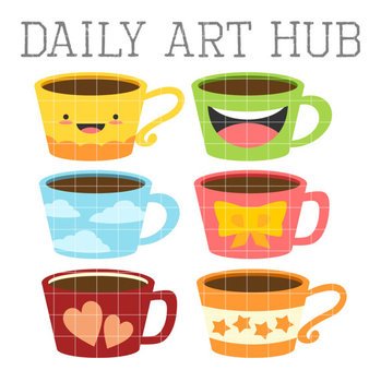 50 Off Cute Coffee Mugs Digital For Scrapbooking Card Making