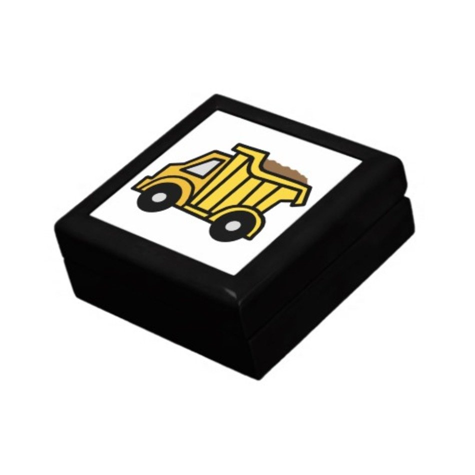 Cartoon With A Construction Dump Truck Keepsake Boxes