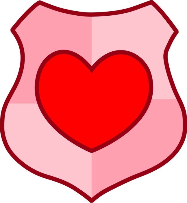 shield with red heart