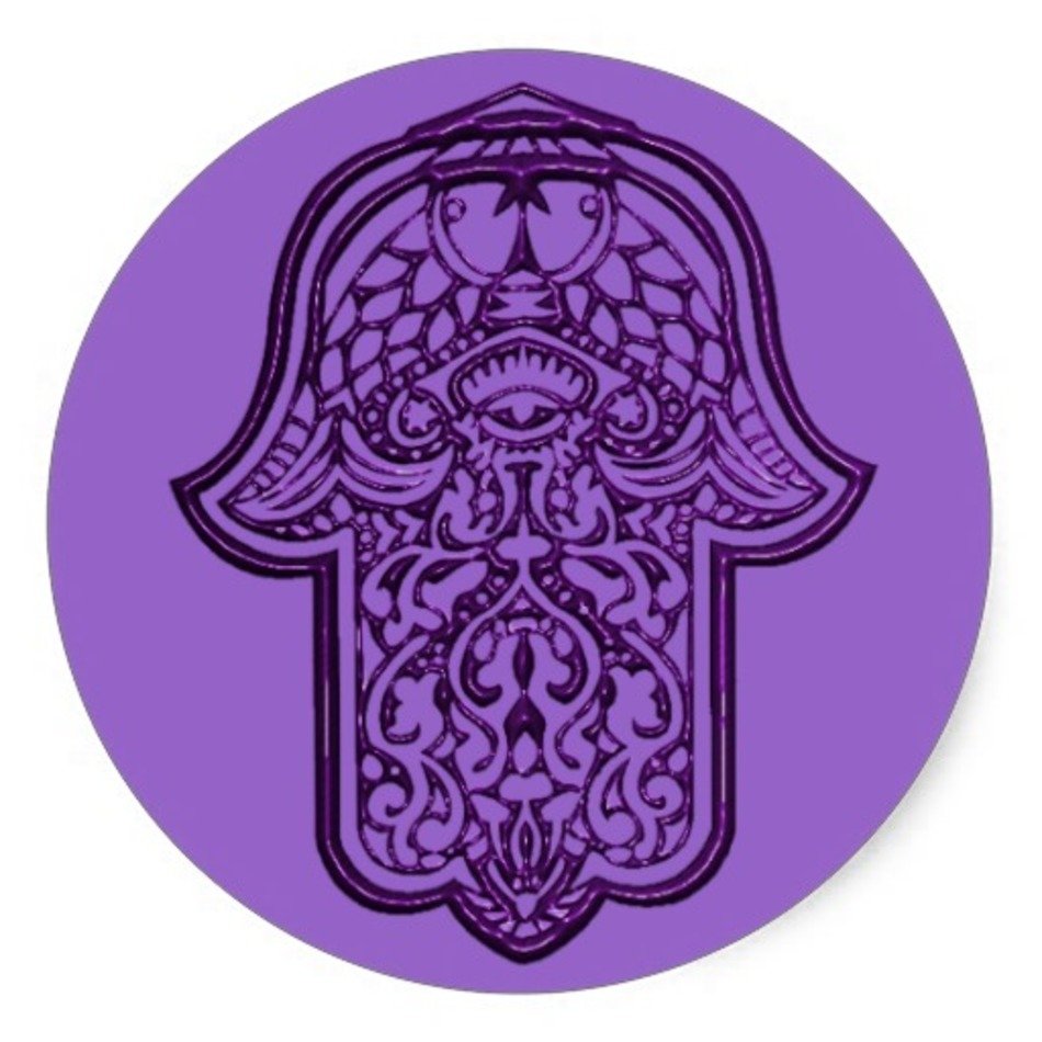 Henna Hand Of Hamsa Purple Classic Round Sticker Zazzle