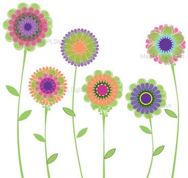 Spring Flowers Green Pink Purple Printable