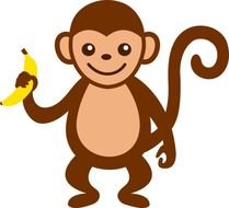 Free Of A Cute Happy Brown Monkey Holding Banana Birthday