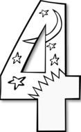 black and white number "4" as a picture for clipart