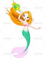 Mermaid Feeding The Fish Eps 8 Editable Jpg High Resolution