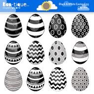 Black and white drawings of the eggs clipart
