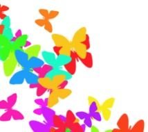 Clip Art of colorful butterflies in a dark