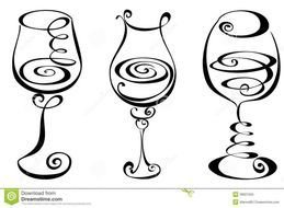 Elegant Swirl Designs Stylized Black And White Wine Glass