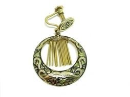 Damasquinado Dangle Earrings Vintage Renaissance Jewelry Gold Black