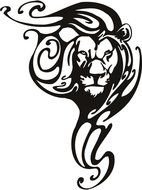 black and white clipart of the Lion Head