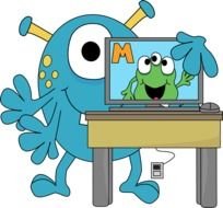 Monster With A Computer Image Big Funny Blue
