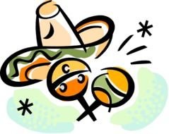 sombrero and maracas as a picture for clipart