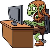 Clip art of troll and computer