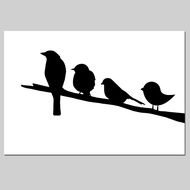 painted black birds on a white sheet