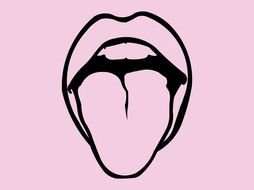 drawn open mouth on a pink background