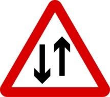 Singapore Road Signs, Warning, two Way Traffic