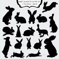 Rabbit Silhouette Set Easter Bunny Printable Digital Cli