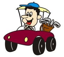 Cartoon man in the cart clipart